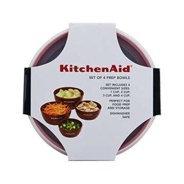 KitchenAid Classic Prep Bowls with Lids Set of 4 Small Nesting Bowls for Ingredient Prep and Storage, Dishwasher Safe