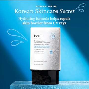 belif Hydrate & Go Kit, Moisturizing Bomb Face Cream, Jelly Cleanser, Eye Bomb Cream, Hydrating SPF 50 Sunscreen, Travel TSA Friendly Kit, Glowy & Bouncy Finish, Korean Skin Care