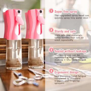 Spray Bottle, Fine Mist Spray Bottle for Hair, Ultra-Fine Continuous Spray Bottle for Skincare, Plan...