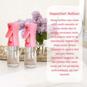 Spray Bottle, Fine Mist Spray Bottle for Hair, Ultra-Fine Continuous Spray Bottle for Skincare, Plant Care, Pet Grooming, Cleaning and Disinfection, Refillable Spray Container (1Pcs Dark Pink 6.8oz)