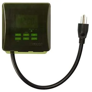 Woods 50015WD Outdoor 7-Day Heavy Duty Digital Plug-in Timer; 2 Grounded Outlets; Weatherproof; Perf...