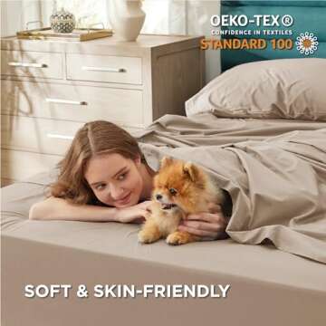 Bedsure Cotton Percale Queen Sheet Set - 100% Cotton Bed Set for Queen Size Bed, Breathable & Crirsp...