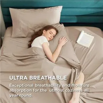 Bedsure Cotton Percale Queen Sheet Set - 100% Cotton Bed Set for Queen Size Bed, Breathable & Crirsp Soft Sheets, Deep Pocket Up to 16 Inches, Bedding Bedsheets & Pillowcases, Taupe