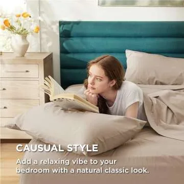 Bedsure Cotton Percale Queen Sheet Set - 100% Cotton Bed Set for Queen Size Bed, Breathable & Crirsp Soft Sheets, Deep Pocket Up to 16 Inches, Bedding Bedsheets & Pillowcases, Taupe