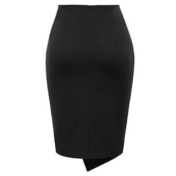 Kate Kasin Women's Pencil Skirt - Elegant Bodycon Wrap Front for Work