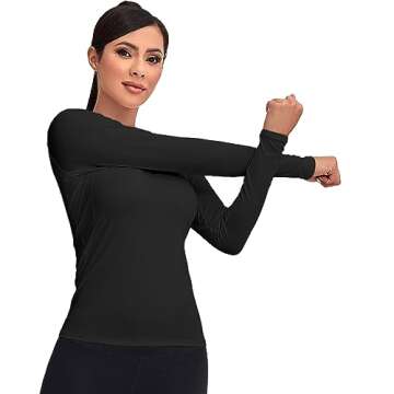 TELALEO 4 Pack Women's Compression Shirt Long Sleeve Performance Workout Baselayer Athletic Top Sports Gear-Black/Grey/White/Blue Small