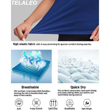 TELALEO 4 Pack Women's Compression Shirt Long Sleeve Performance Workout Baselayer Athletic Top Sports Gear-Black/Grey/White/Blue Small