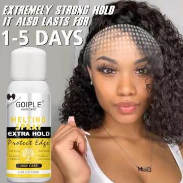 Goiple Lace Melting Spray for Wigs, Closures & Extensions - Styling Agent with Strong Natural Finish, Fast Drying, Water & Oil Resistant, Includes Hair Adhesive, Edge Control Wax & Hair Wax Stick