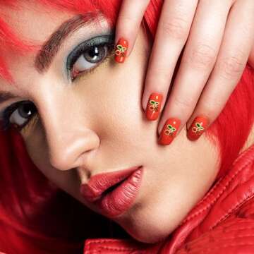 Dimeho 40Pcs 3D Cherry Nail Charms Rhinestones Shiny Gems Nail Accessories Jewelry Decorations Cute Fruit Nail Diamond for Women Girls Art Design DIY Manicure Craft Jewelry