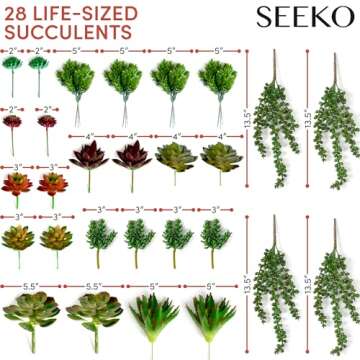 Realistic Faux Succulents 28pc for Any Decor