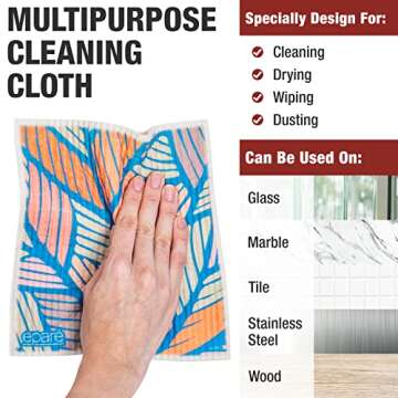 Eparé 8 Pack Premium Absorbent Swedish Dish Cloths, Multi-Colored, Eco-Friendly & Reusable Towels