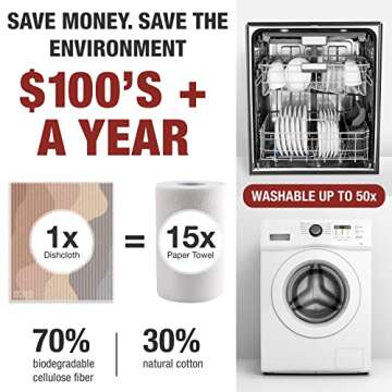 Eparé Absorbent Swedish Dish Cloths - 8 Pack Reusable Towels