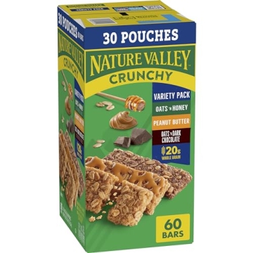Nature Valley Crunchy Granola Bars - Delicious Variety Pack of 60 Wholesome Snack Bars