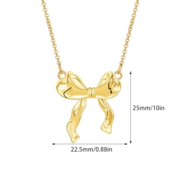 Elegant VULETO Gold Bow Necklace Perfect for Women