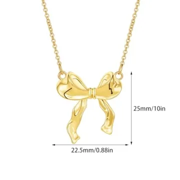 Elegant VULETO Gold Bow Necklace Perfect for Women