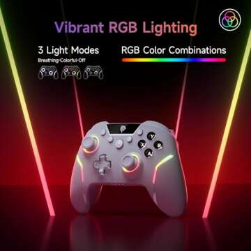 EasySMX X20 Wireless Gaming Controller with RGB Backlit, 2-Stage Hall Effect Stick, 1000Hz Polling Rate, 6-Axis Gyro on Multi-Platform, Mech Buttons- Compatible with PC/Switch/Steam/Android