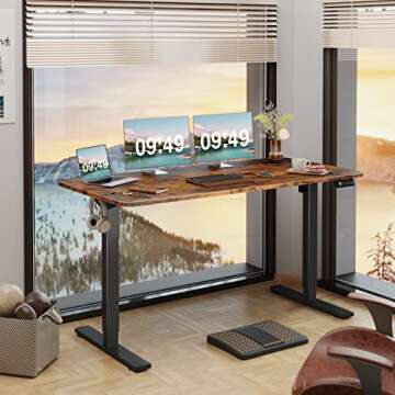 Furmax Electric Height Adjustable Standing Desk Large 55 x 24 Inches Sit Stand up Desk Home Office C...