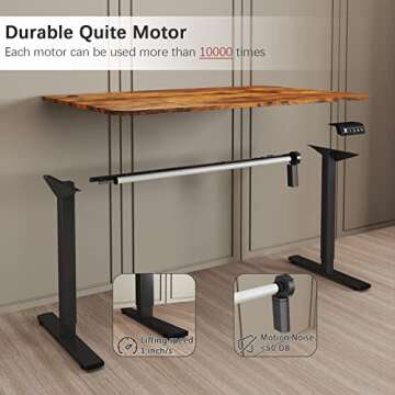 Furmax Electric Height Adjustable Standing Desk Large 55 x 24 Inches Sit Stand up Desk Home Office Computer Desk Memory Preset with T-Shaped Metal Bracke, Brown