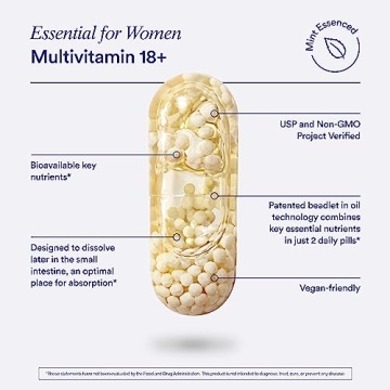 Ritual Multivitamin for Women 18+ with Vitamin D3 for Immune Support*, Vegan Omega 3 DHA, B12, Iron, Gluten Free, Non GMO, USP Verified, 30 Day Supply, 60 Capsules