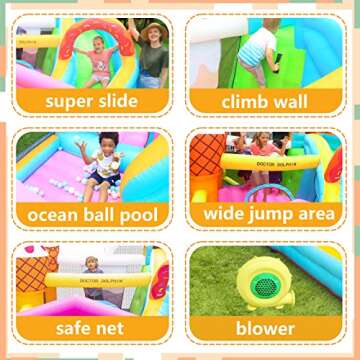 Doctor Dolphin Inflatable Bounce House, Inflatable Bounce House for Kids Large, Kids Bounce House with Slide, Indoor Outdoor Jump House for Gift(450W Blower Included)