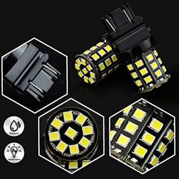 JDM ASTAR Super Bright AX-2835 Chipsets 3056 3156 3057 3157 LED Bulbs,Xenon White (Only used for backup reverse lights)
