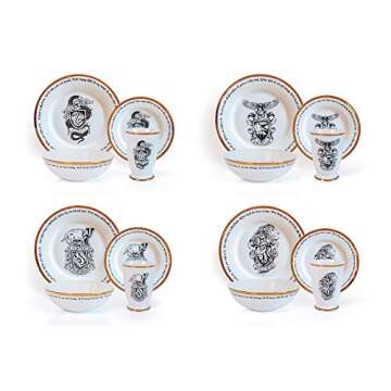 Harry Potter Hogwarts House Logos 16-Piece Dinnerware Set | Ceramic Dish Set