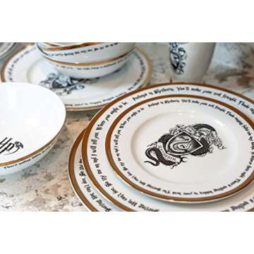 Harry Potter Hogwarts House Logos 16-Piece Dinnerware Set | Ceramic Dish Set