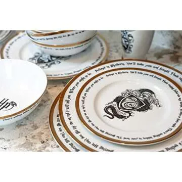Harry Potter Hogwarts House Logos 16-Piece Dinnerware Set | Ceramic Dish Set