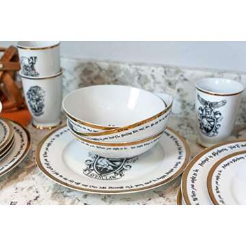 Harry Potter Hogwarts House Logos 16-Piece Dinnerware Set | Ceramic Dish Set