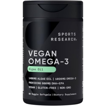 Sports Research Vegan Omega-3 - Algae Oil Supplement for Heart Health