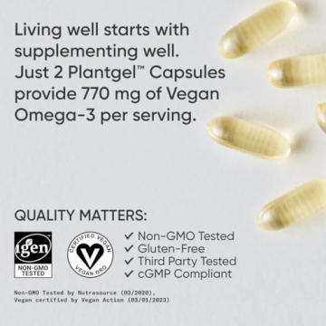 Vegan Omega-3 Algae Oil Supplement with No Aftertaste