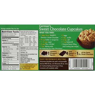 Baker's, German Sweet Chocolate, Baking Bar, 4oz Bar (Pack of 6)