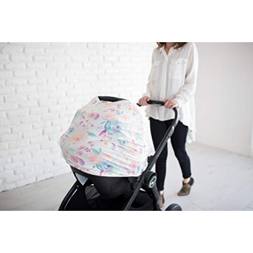 Copper Pearl Multi-Use Cover: Car Seat Covers, Nursing Cover, and Stroller Cover for Sun - Stretchy Fabric, All-Season Use, Stylish Designs, Easy Access for Moms - Bloom