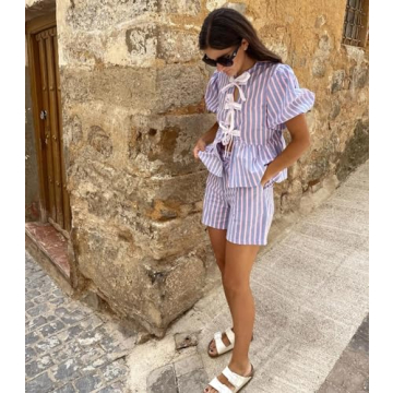 Yiulangde Y2K Peplum Pajamas Set for Stylish Comfort