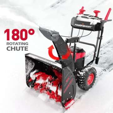 PowerSmart Self-Propelled Cordless Snow Blower Included Battery and Charger, 24-Inch, 80-Volt, 2-Stage Snow Thrower with Steel Auger