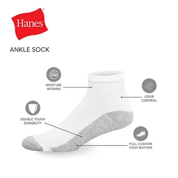 Hanes Men’s Ankle Socks 12-Pack for Ultimate Comfort