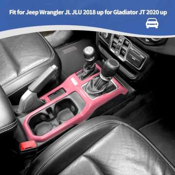 RT-TCZ for Jeep JL Pink Console Gear Shift 4WD Panel Trim Cover for Jeep Wrangler JL JLU 2018 up for Gladiator JT 2020 up Pink Interior Accessories 2pcs