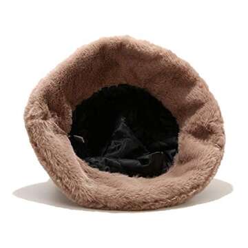 OCTEEN Faux Fur Bucket Hat Winter Fluffy Cap Fuzzy Warm Hat for Women Men A Black
