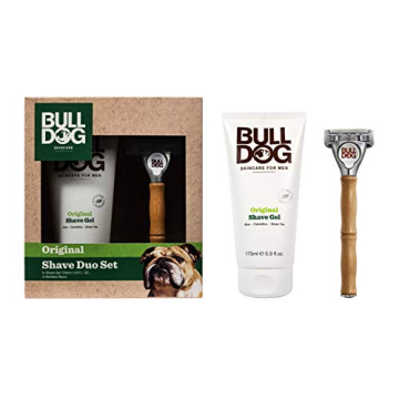 Eco-Friendly Bulldog Shave Duo: Bamboo Razor & Gel Set