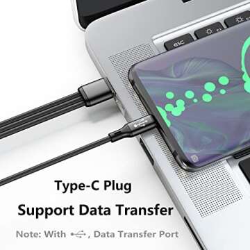 GELRHONR USB C Splitter Cable,USB A Male to 3 Type-C Male Charge Cable,3 in 1 Nylon Braided Charging Cord with 3x0.2m Cable, 5A Fast Charge,Compatible with Mobile/Android and More （0.65FT-0.2M）