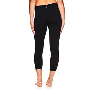 Gaiam Women's Capri Yoga Pants - Performance Spandex Compression Legging - Black OM Lotus, Medium