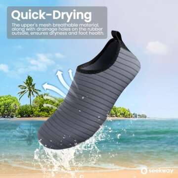 SEEKWAY Water Shoes Quick-Dry Aqua Socks Barefoot Non Slip for Beach Swim Yoga Pool Lake Surf Women Men Grey SK002(U)