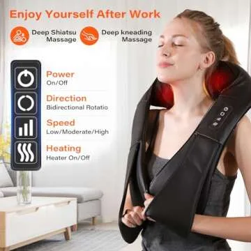 WERTYI Shiatsu Neck Massager, Electric Neck and Back Massager with Heat, 3D Kneading Massage Pillow for Neck, Back, Shoulder, Muscle Pain Relief, Office & Home & Car Use, Fits for Parents