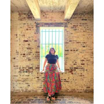 EARKOHA Womens Casual High Waist Tie Paisley Print Long Maxi Skirt with Pockets Multicolor XL