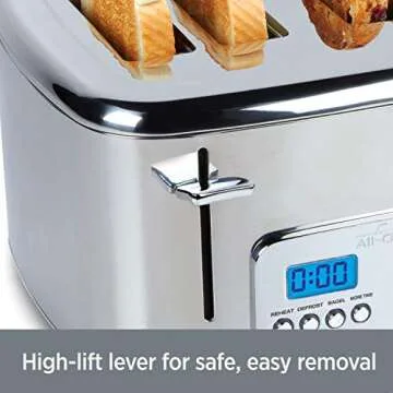All-Clad 10942223917 Stainless Steel Digital Extra Wide Slot, 4 Slice Toaster, Silver