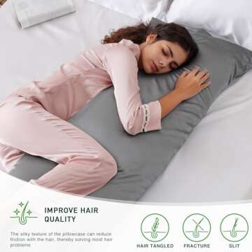 Love's cabin Body Pillow Cover, 20x54 inches Dark Grey Soft Satin Body Pillow case with Envelope Clo...