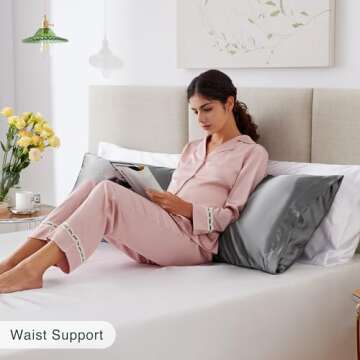 Love's cabin Body Pillow Cover, 20x54 inches Dark Grey Soft Satin Body Pillow case with Envelope Closure, Silky Slip Cooling Body Pillow Pillowcases for Hair and Skin, Similar to Silk Pillow Cases