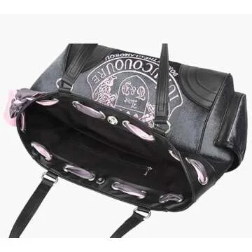 LAKEDREAM Y2K Women Vintage Retro Chic Embroidery Velvet Shoulder Bag Large Capacity E-girls Tote Bags Shopping Handbags (Pink)