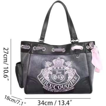 LAKEDREAM Y2K Women Vintage Retro Chic Embroidery Velvet Shoulder Bag Large Capacity E-girls Tote Bags Shopping Handbags (Pink)