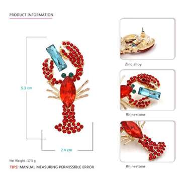 Colorful Crystal Lobster Earrings for Summer Fashion